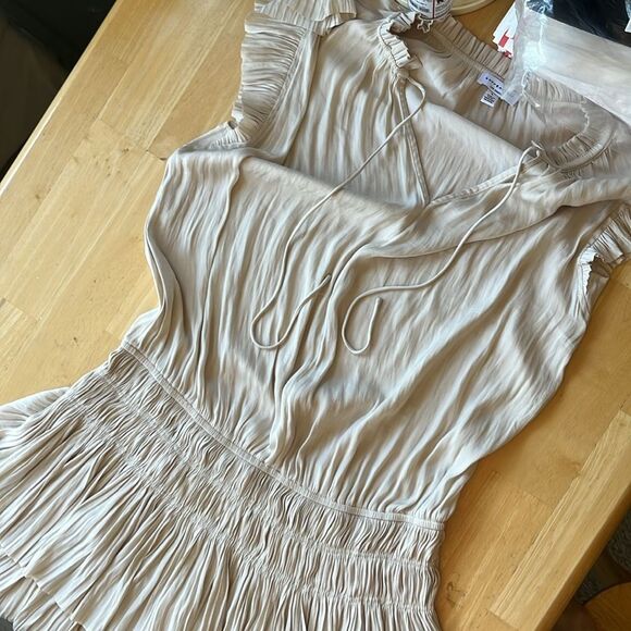 Current Air Zoey Pleated Skirt Mini Dress L in Ecru - Picture 4 of 5